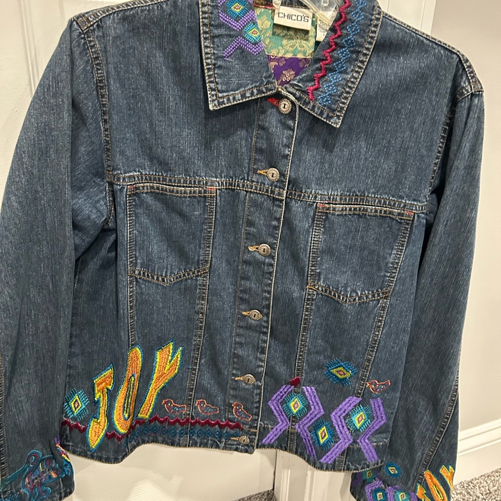 *** Chicos Multi Colored Jean Jacket - image 1